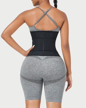 Black Latex Double Belt Waist Trainer | Under Bust Support & Tummy Control curvify.me