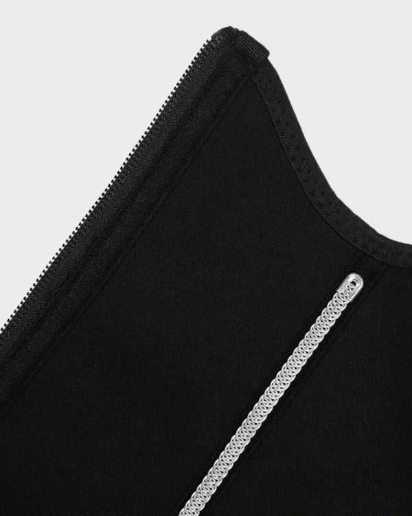 Black Latex Double Belt Waist Trainer | Under Bust Support & Tummy Control curvify.me