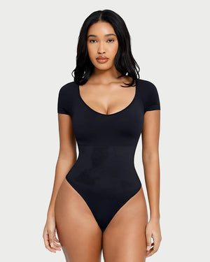 Eco-Friendly Chest Support Shaping Bodysuit | Tummy Control & Thong Style curvify.me