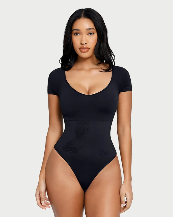 Eco-Friendly Chest Support Shaping Bodysuit | Tummy Control & Thong Style curvify.me