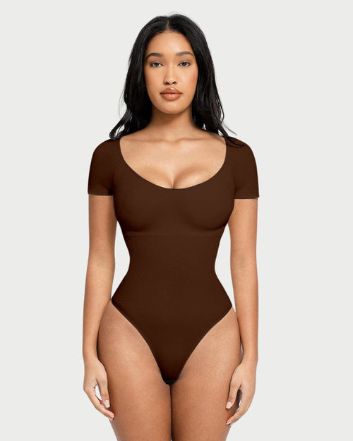 Eco-Friendly Chest Support Shaping Bodysuit | Tummy Control & Thong Style curvify.me