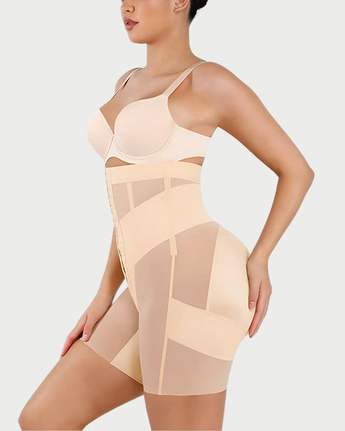 High-Waisted Mesh Shaping Shorts | Tummy Control & Butt Lift curvify.me