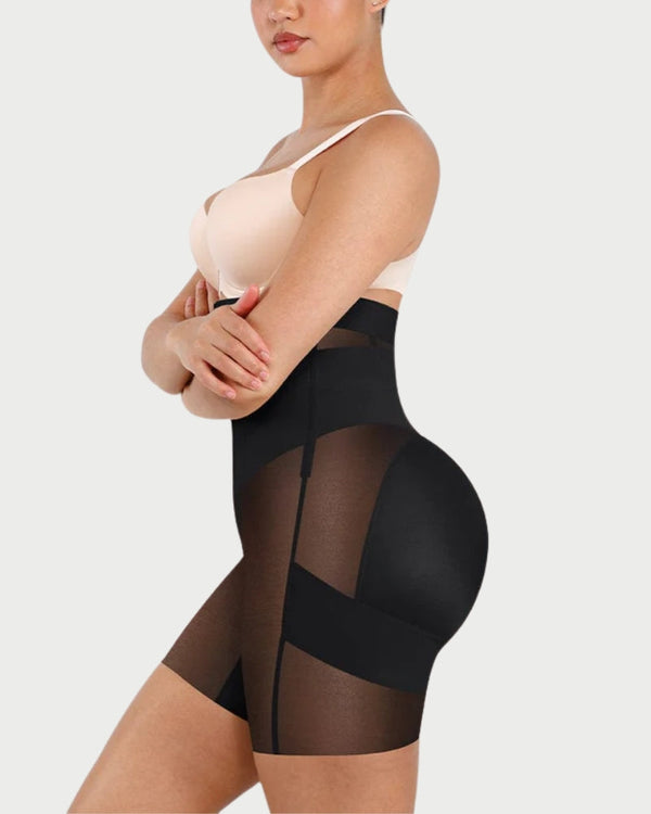 High-Waisted Mesh Shaping Shorts | Tummy Control & Butt Lift curvify.me