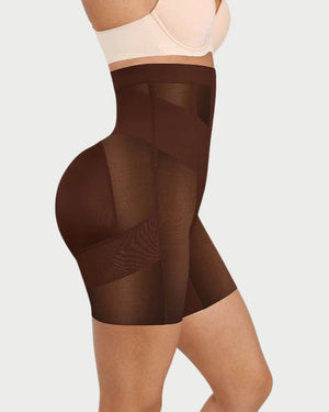 High-Waisted Mesh Shaping Shorts | Tummy Control & Butt Lift curvify.me