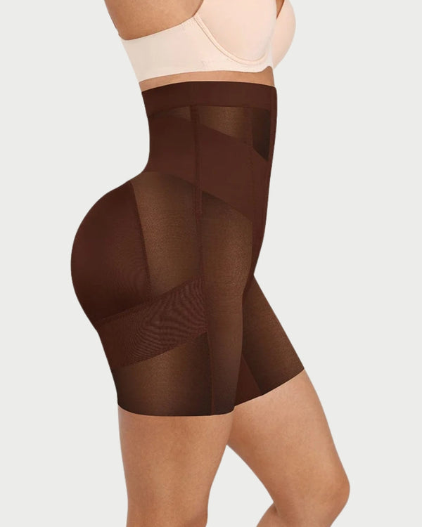 High-Waisted Mesh Shaping Shorts | Tummy Control & Butt Lift curvify.me