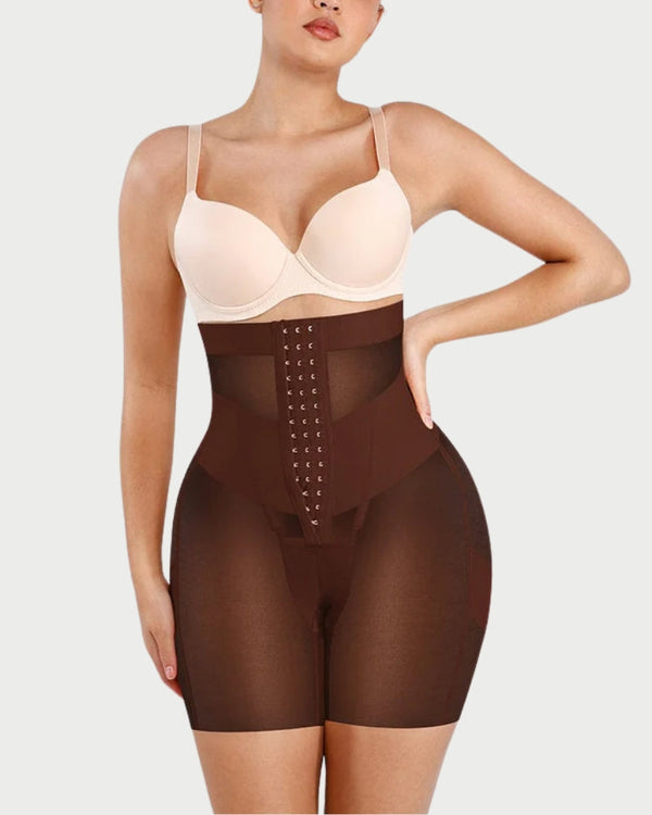 High-Waisted Mesh Shaping Shorts | Tummy Control & Butt Lift curvify.me