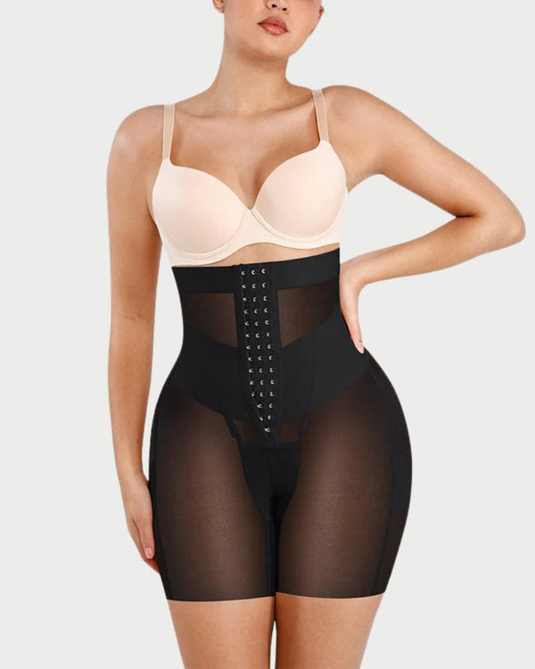 High-Waisted Mesh Shaping Shorts | Tummy Control & Butt Lift curvify.me