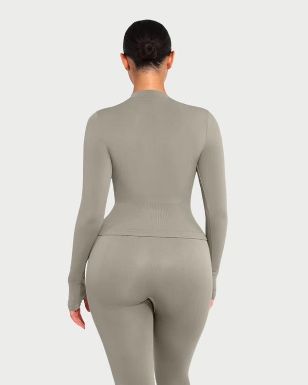 Seamless Full Zipper Running Top | Waist Control & Thumb Holes curvify.me
