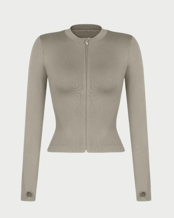 Seamless Full Zipper Running Top | Waist Control & Thumb Holes curvify.me