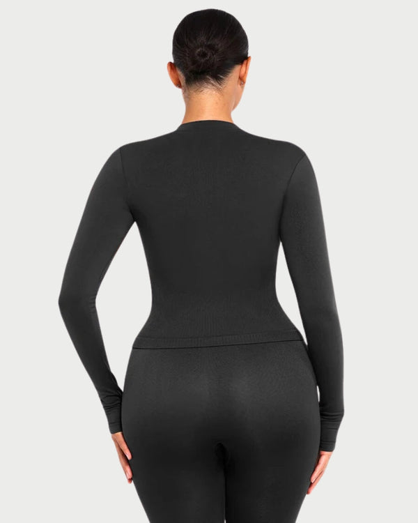 Seamless Full Zipper Running Top | Waist Control & Thumb Holes curvify.me