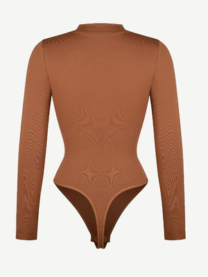 Seamless Long Sleeve Zipper Thong Bodysuit – High-Stretch, Shaping & Comfortable for Women