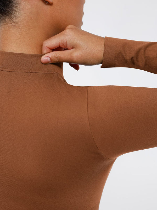 Seamless Long Sleeve Zipper Thong Bodysuit – High-Stretch, Shaping & Comfortable for Women